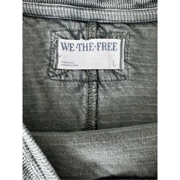 We the Free Free People Green Distressed Lagenlook Boho Long Sleeved Oversized T - Picture 3 of 8